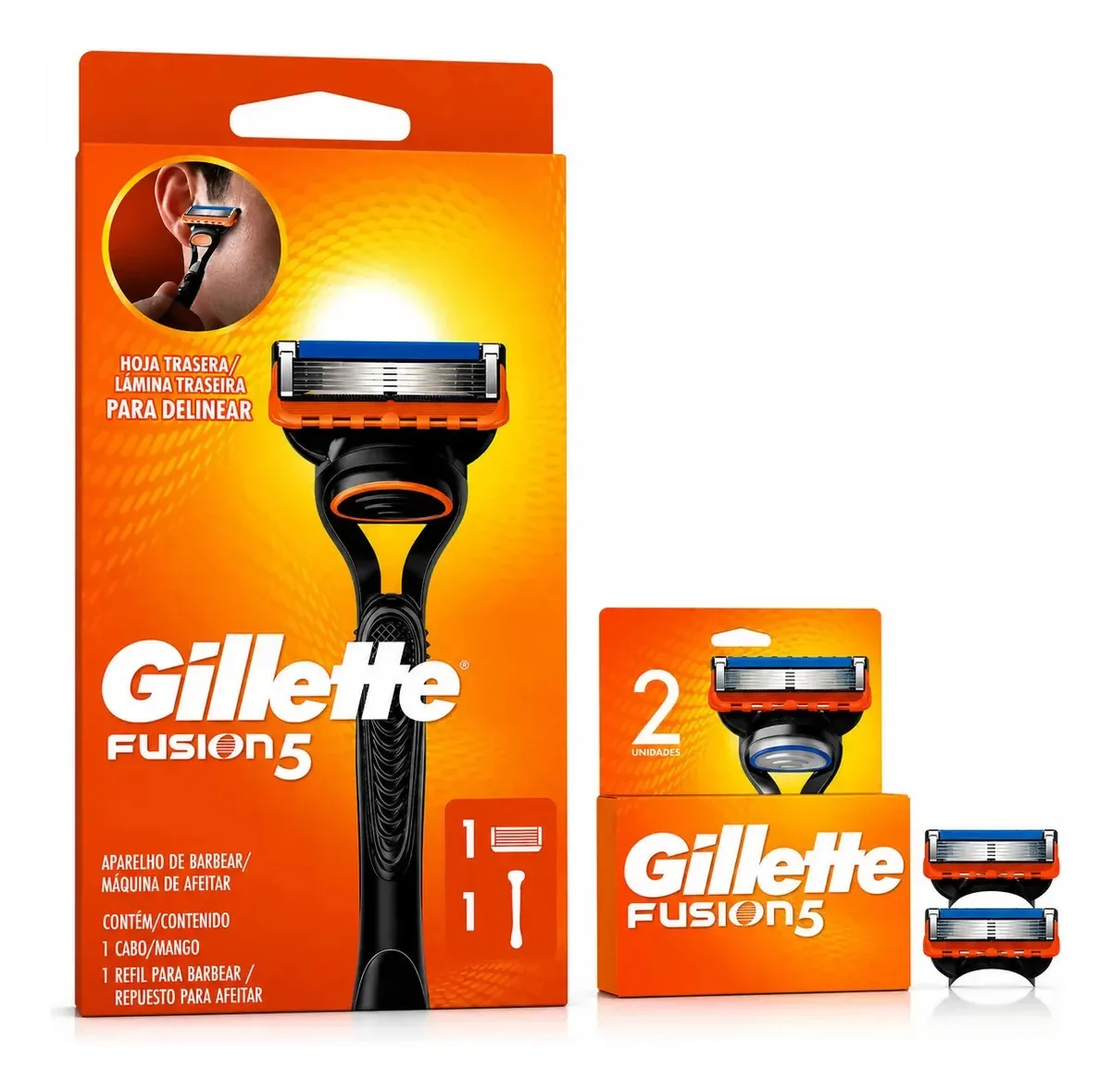 Aparelho De Barbear Barbeador Gillette Fusion 5 + 2 Cargas