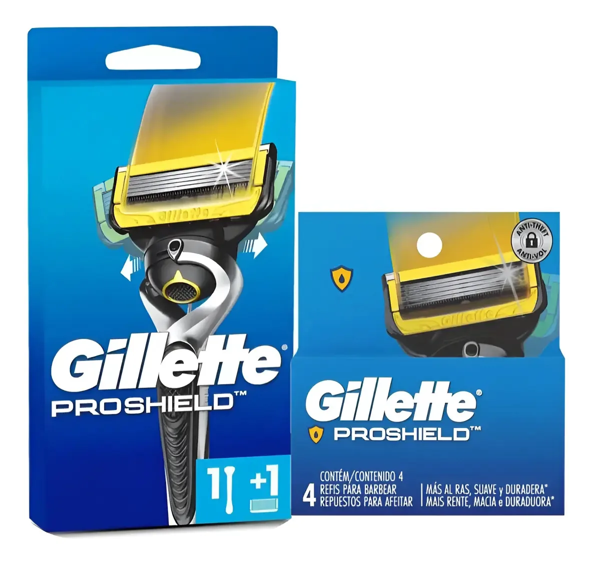 Aparelho De Barbear Barbeador Gillette Proshield + 4 Cargas