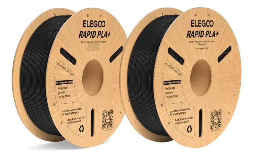 Filamento PLA+ Elegoo Preto 2kg 1.75mm Alta Velocidade Para Impressão 3D