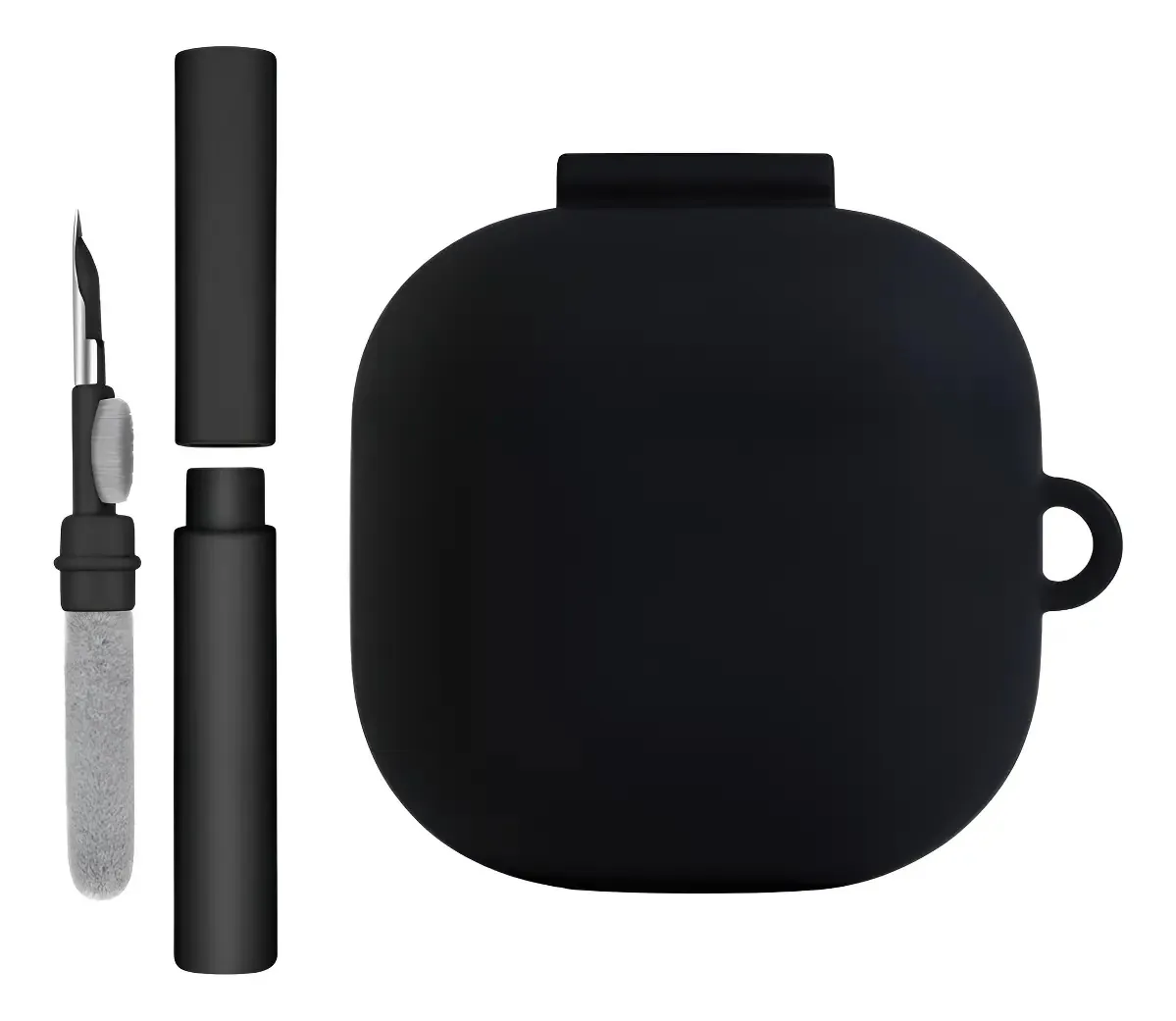 Kit Limpador De Fones E Capa De Silicone Preta Para Buds 2