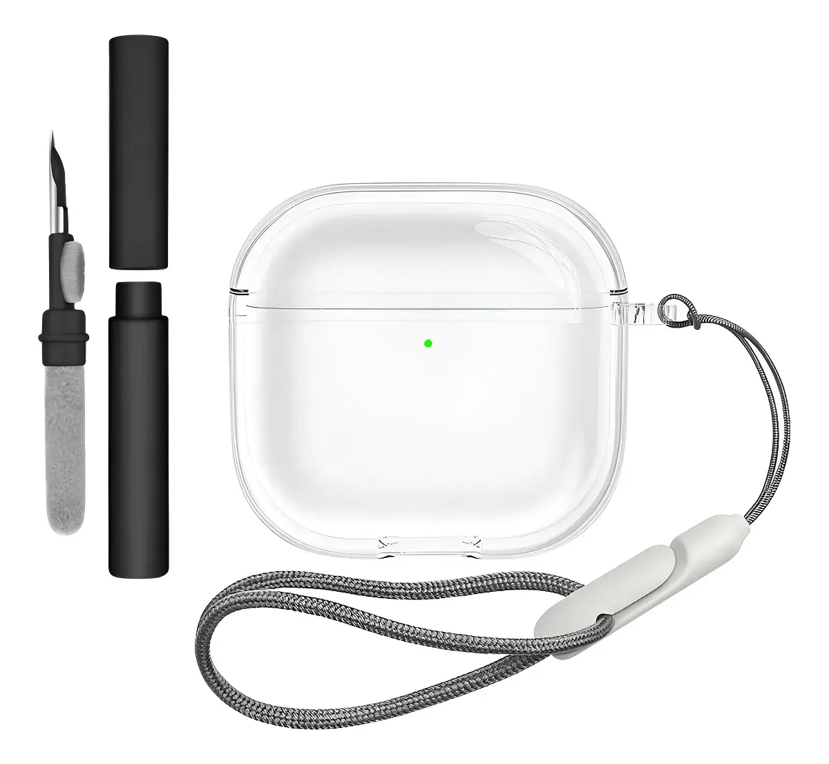 Kit Limpador Para Fones E Capa Transparente Para AirPods 4
