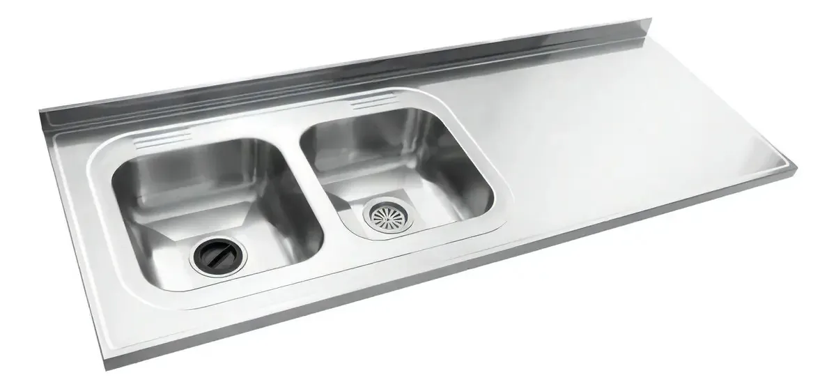 Bancada de aço inoxidável Johnson 180x61cm Bacha C37 esquerda