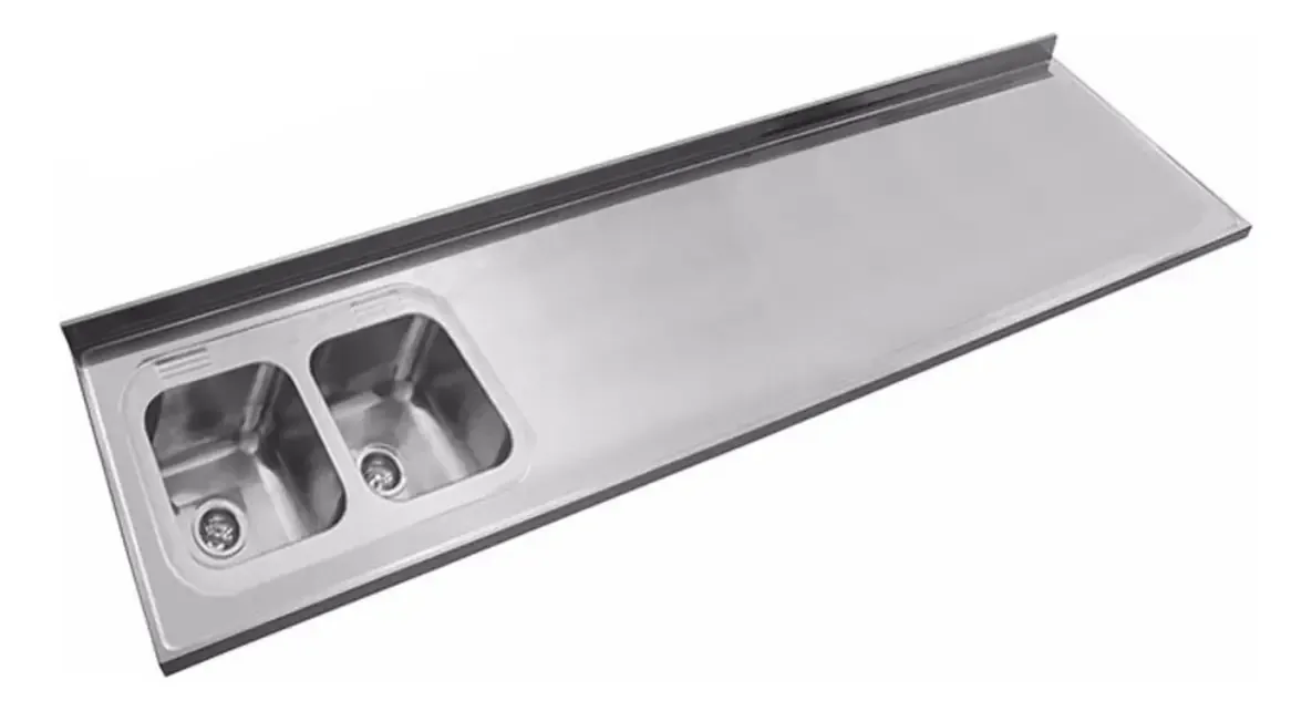 Bancada de aço inoxidável Johnson 200x61cm esquerda C37 Bacha