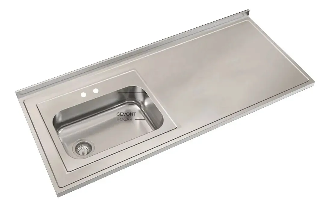 Mesada Johnson Acero 1,60x60 Bacha Simple Esquerda C/Zócalo