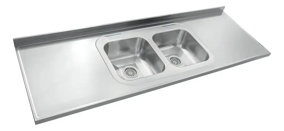 Bancada de aço inoxidável Johnson 180x61cm centralizada Cc37 Bacha