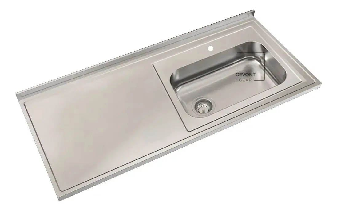 Mesada Johnson Acero 1,80x60 Bacha Simple Direita C/Zócalo