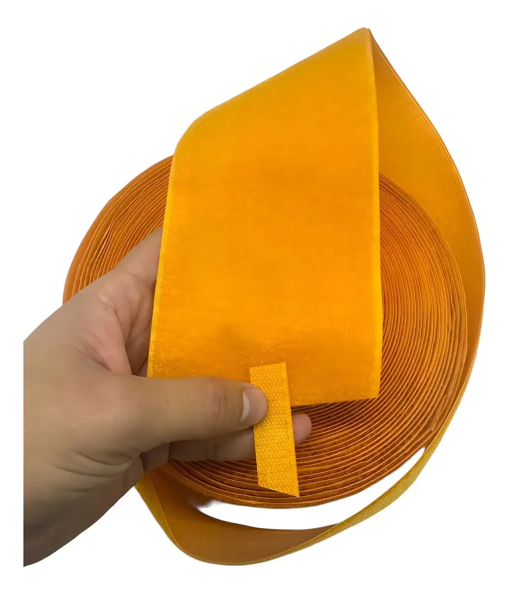 Fecho de Contato Fita Velcro para Costura, 10 cm x 25 m, Lado Felpa Fêmea, Laranja