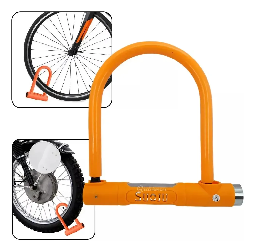 Cadeado Trava U-lock Resistente Com Chave Motos E Biciletas