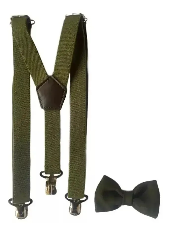 Kit Suspensório E Gravata Infantil Atacado Cor Verde-musgo