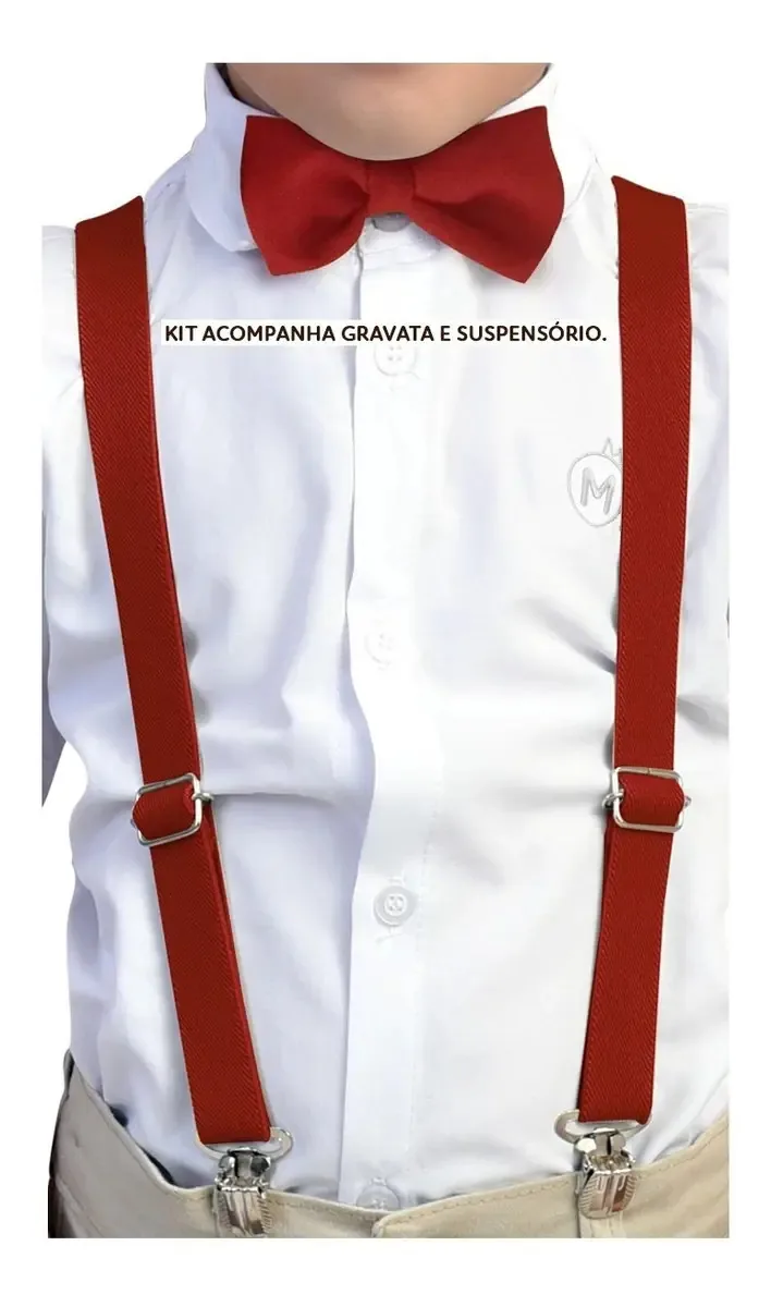 Kit Suspensório E Gravata Infantil Atacado Cor Terracota