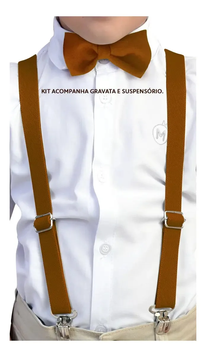 Kit Suspensório E Gravata Infantil Atacado Cor Caramelo