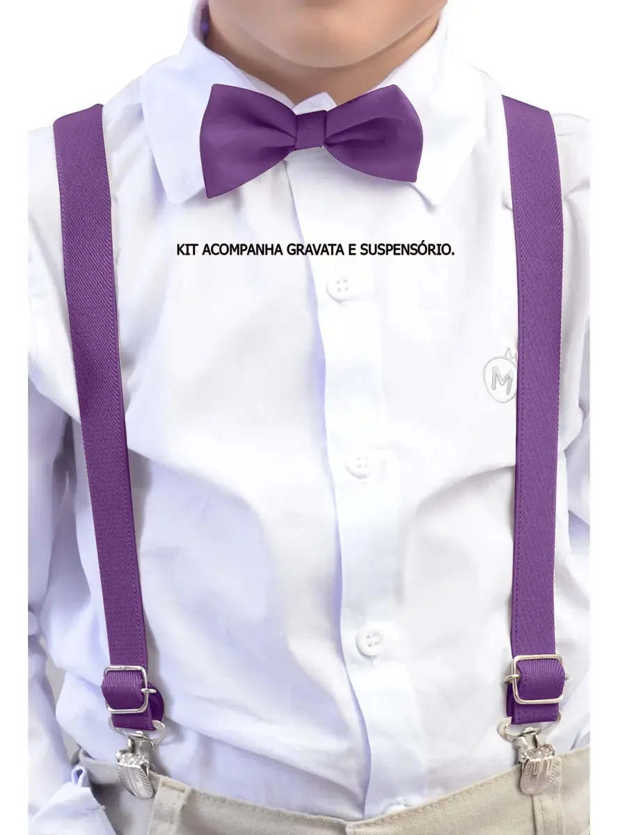 Kit Suspensório E Gravata Infantil Atacado Cor Roxo