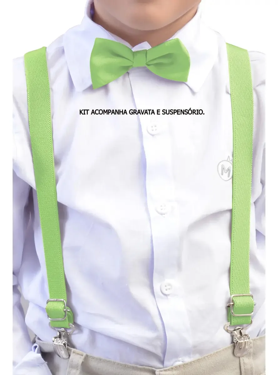 Kit Suspensório E Gravata Infantil Atacado Cor Verde-abacate