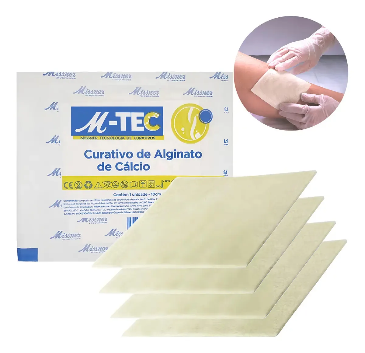 Kit 4 Curativos Placa Alginato De Calcio Tratamento Feridas