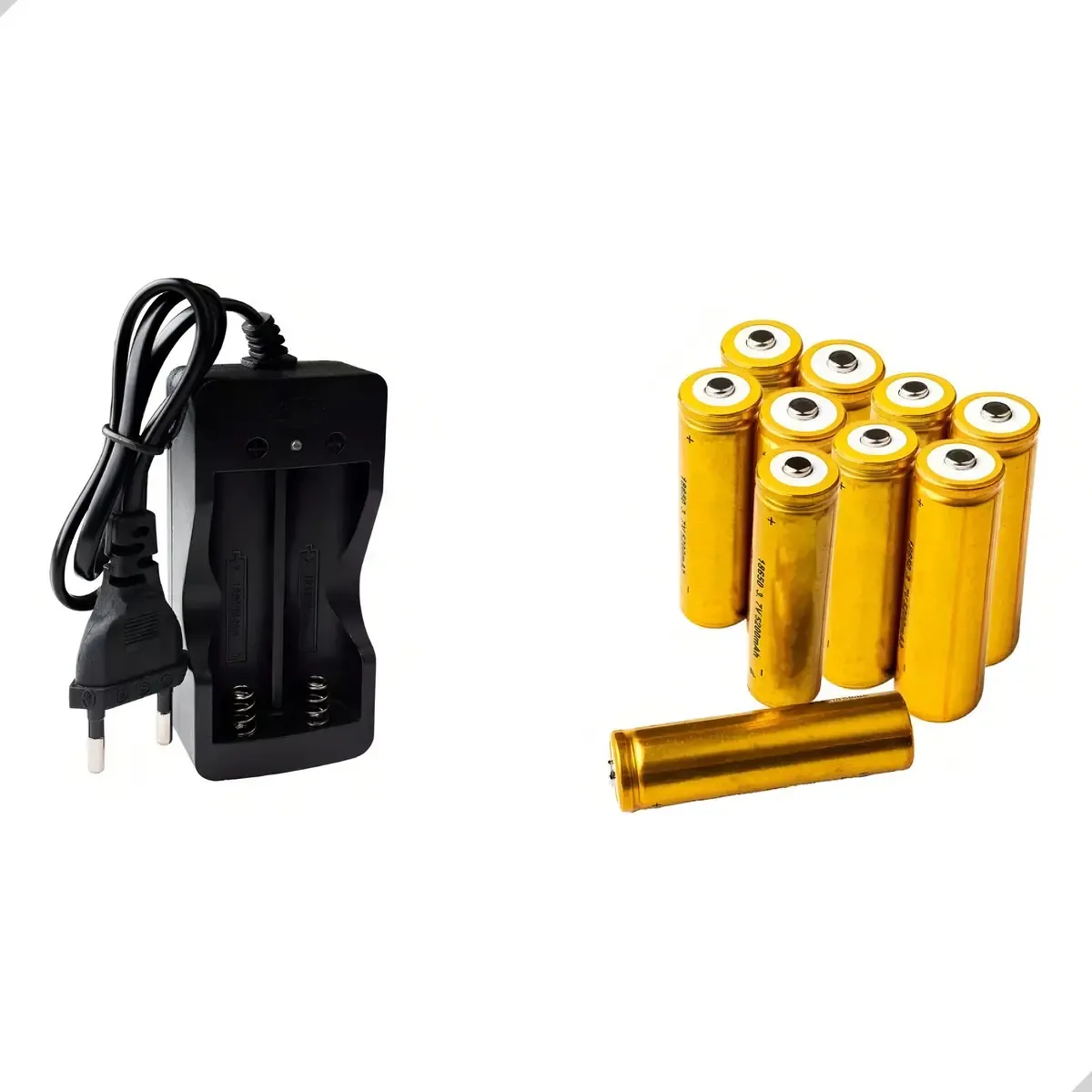 Carregador Duplo Impor GH-SC01 C/ 6 Baterias Recarregáveis 18650 9800mAh
