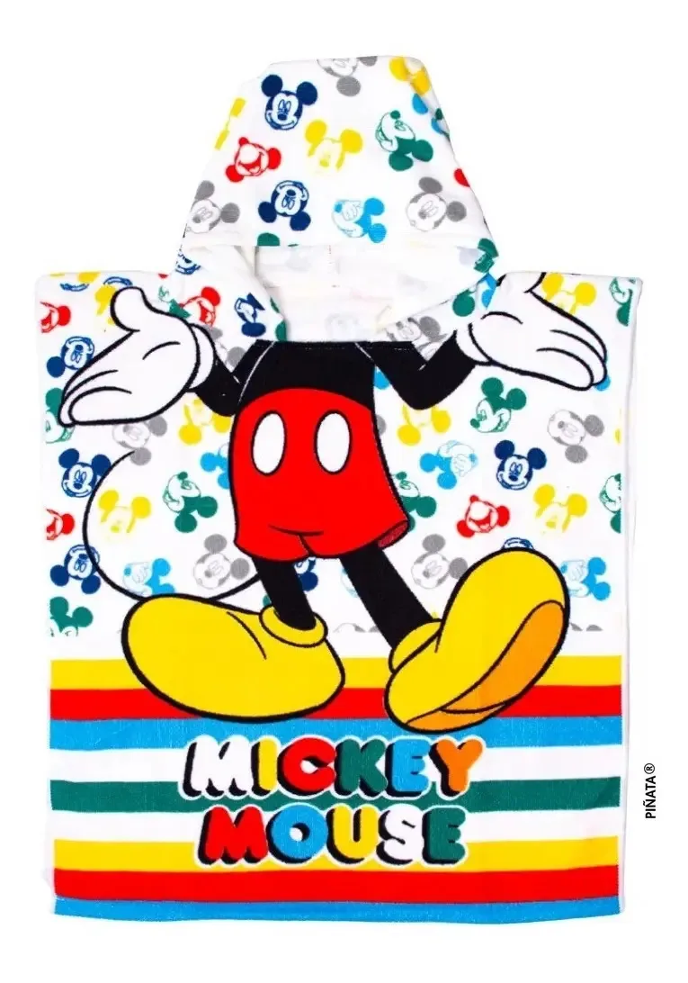 Ponchos Piñata Poncho com toalha 115cm x 50cm - Unidade x 1 unidade de cor mickey mouse