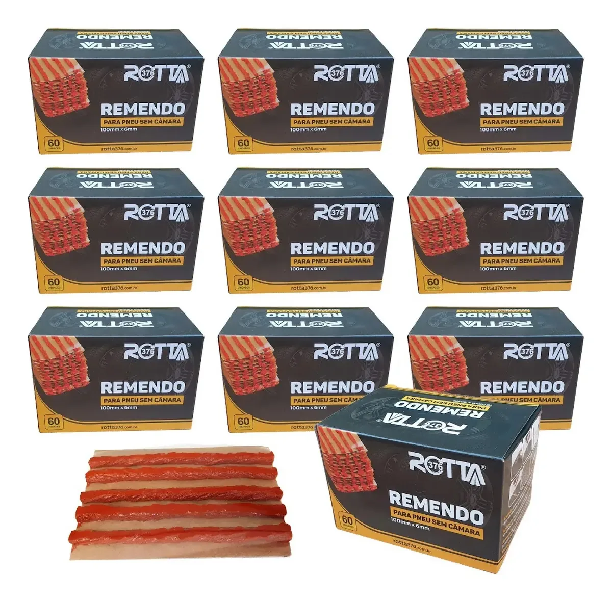 10 Refil Para Pneu Remendo Macarrão Caixa-60 Pçs 6mm