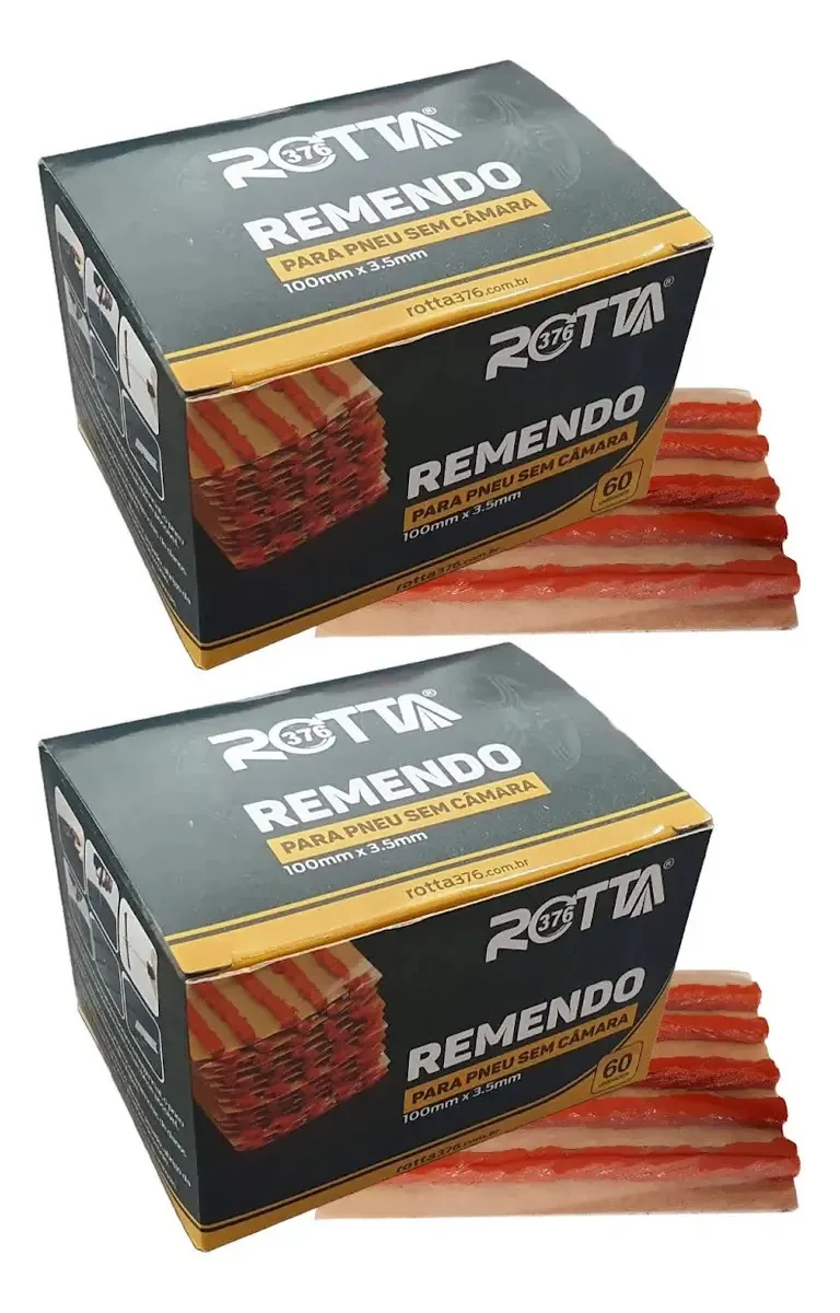 2 Reparo Macarrão Emergencial Pneu Moto 3,5mm Cx 60 Pçs