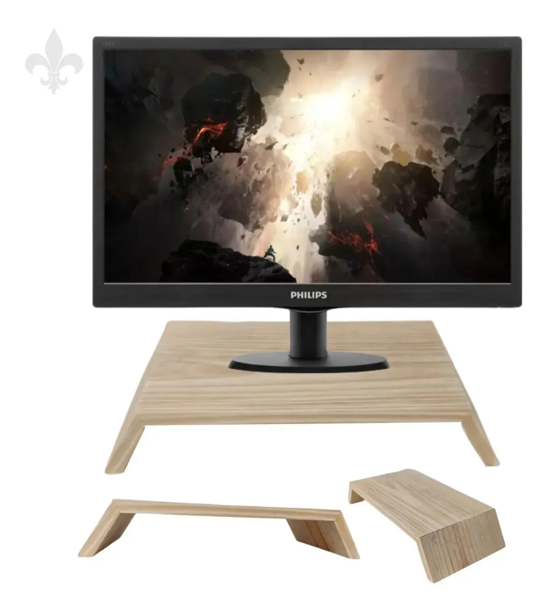Suporte Base Monitor Tela Pc Mesa Ergonômico Madeira Pinus
