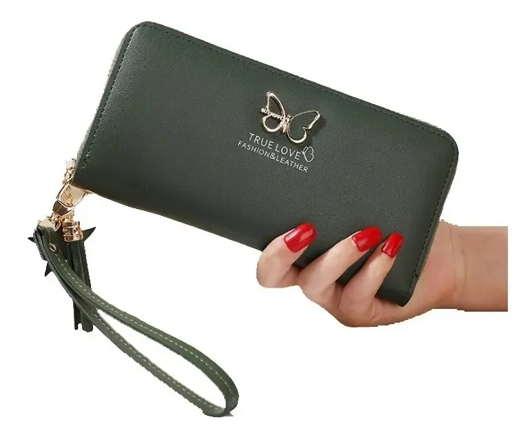 Bolsa feminina elegante, excelentes acabamentos em verde escuro