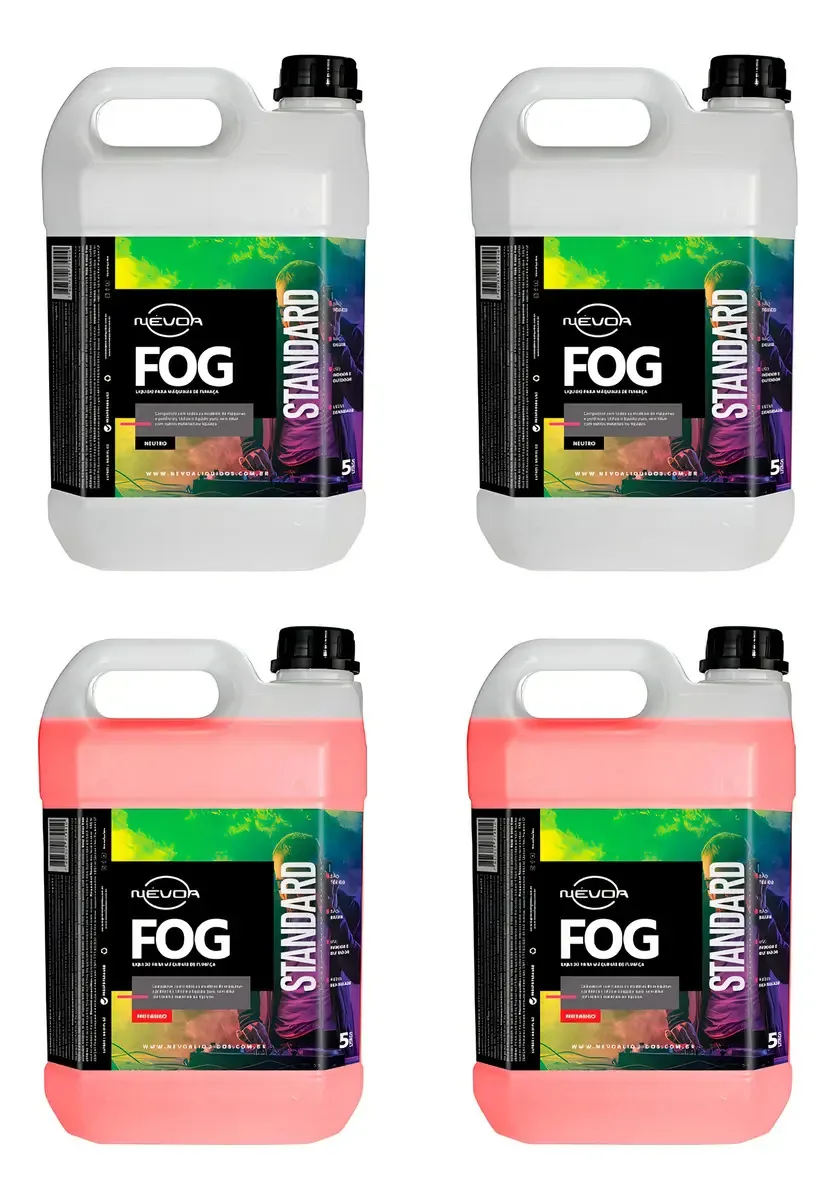 4 Líquido Para Maquina Fumaça 5 Litros 2 Neutro + 2 Morango