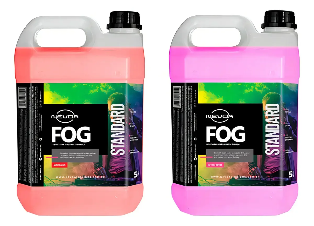 2 Líquido P/ Maquina Fumaça 5 Litros Morango + Tutti-frutti