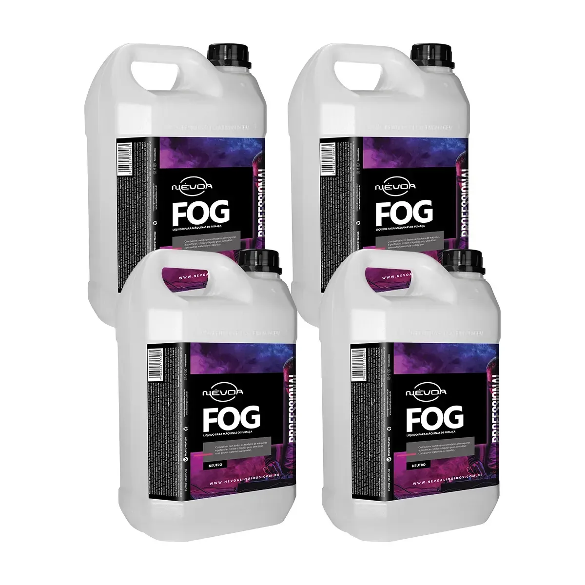 Kit 4 Líquidos Para Máquina De Fumaça 5 Litros Neutro Professional Névoa