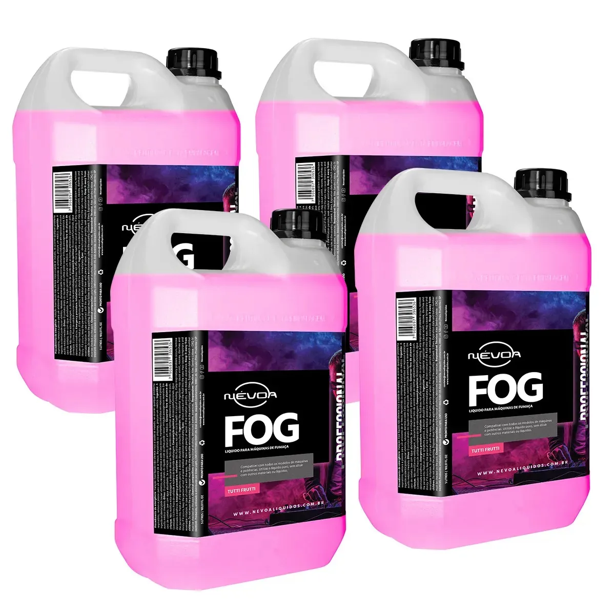Kit 4 Líquidos Para Máquina De Fumaça 5 Litros Tutti-frutti Professional Névoa