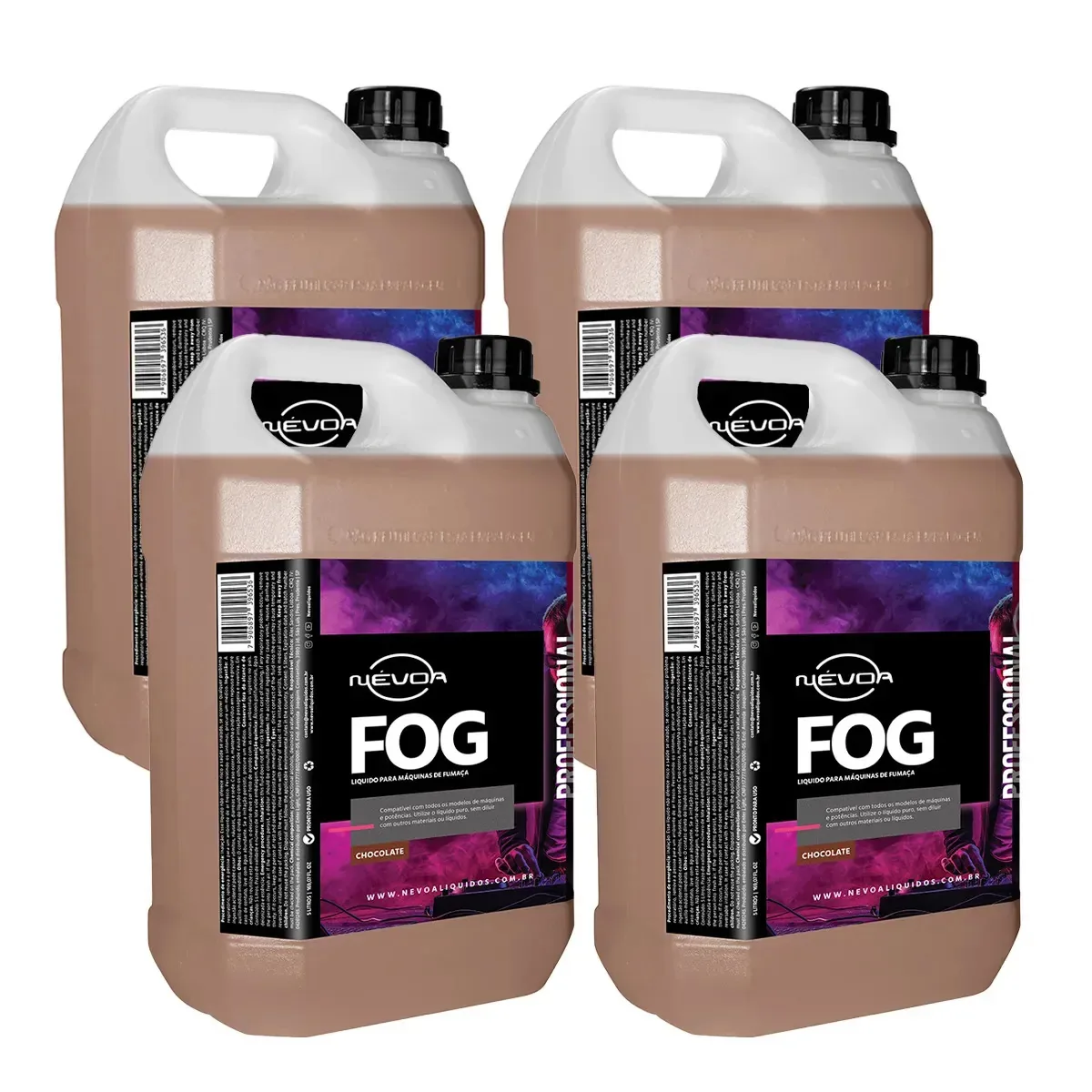 Kit 4 Líquidos Para Máquina De Fumaça 5 Litros Chocolate Professional Névoa