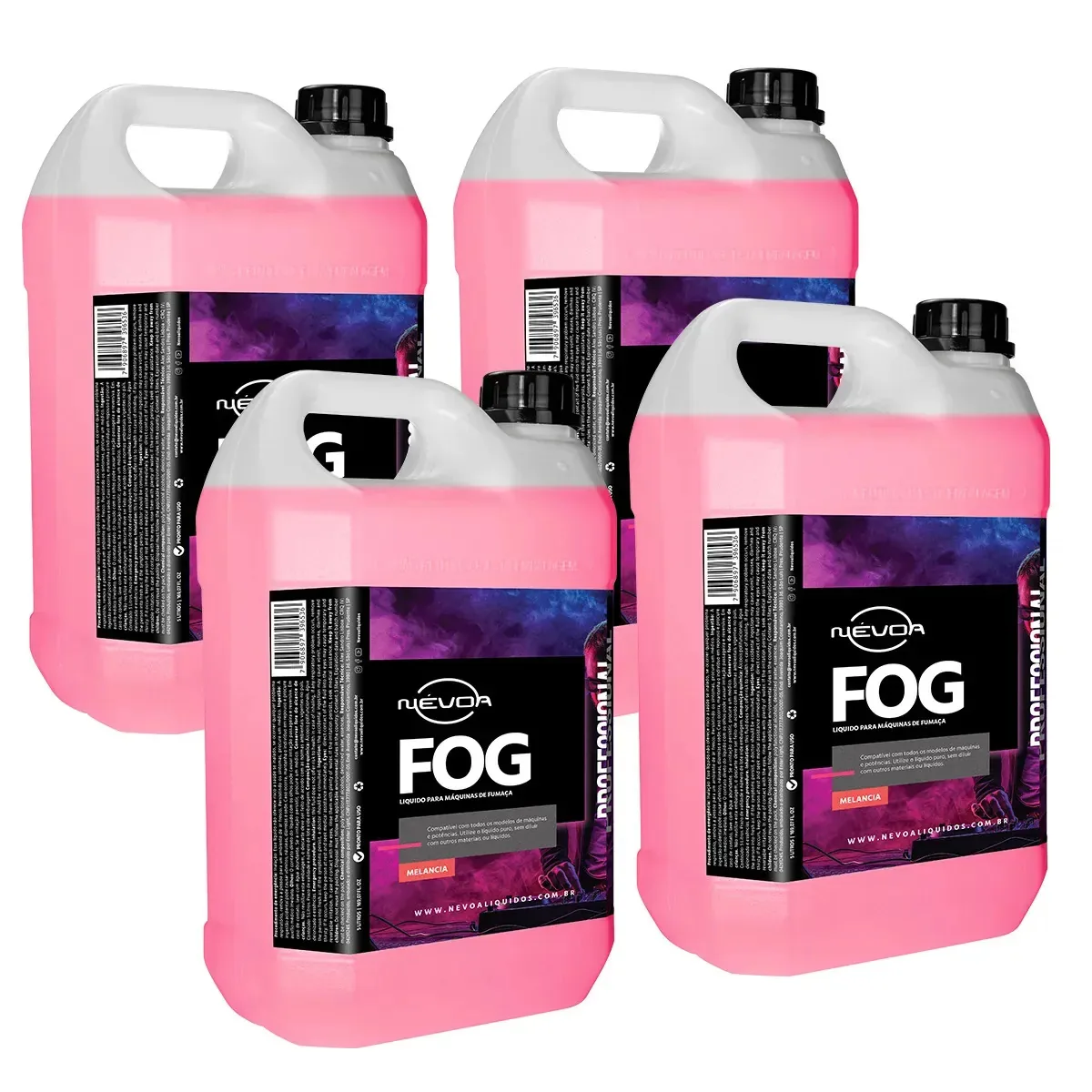 Kit 4 Líquidos Para Máquina De Fumaça 5 Litros Melancia Professional Névoa