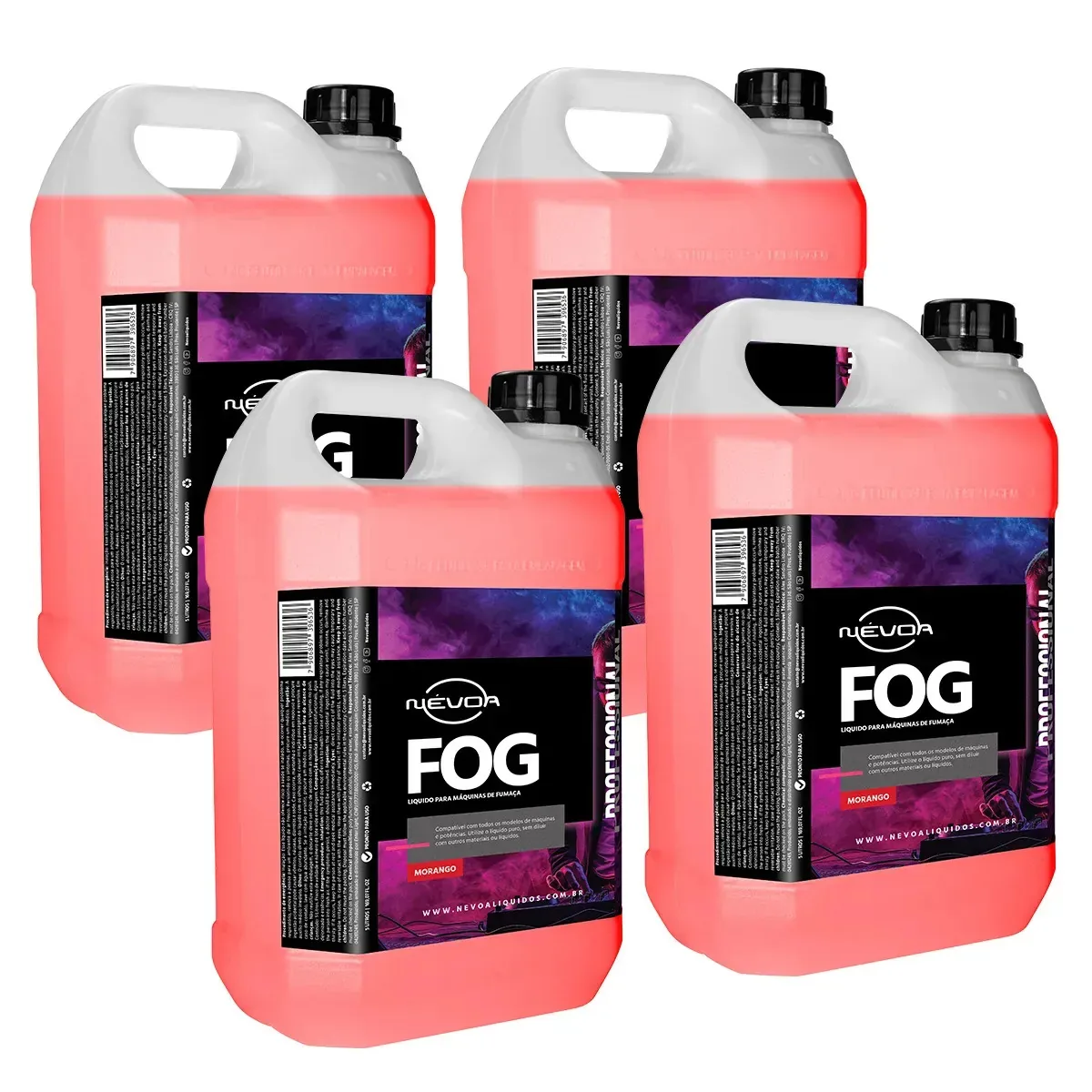 Kit 4 Líquidos Para Máquina De Fumaça 5 Litros Morango Professional Névoa