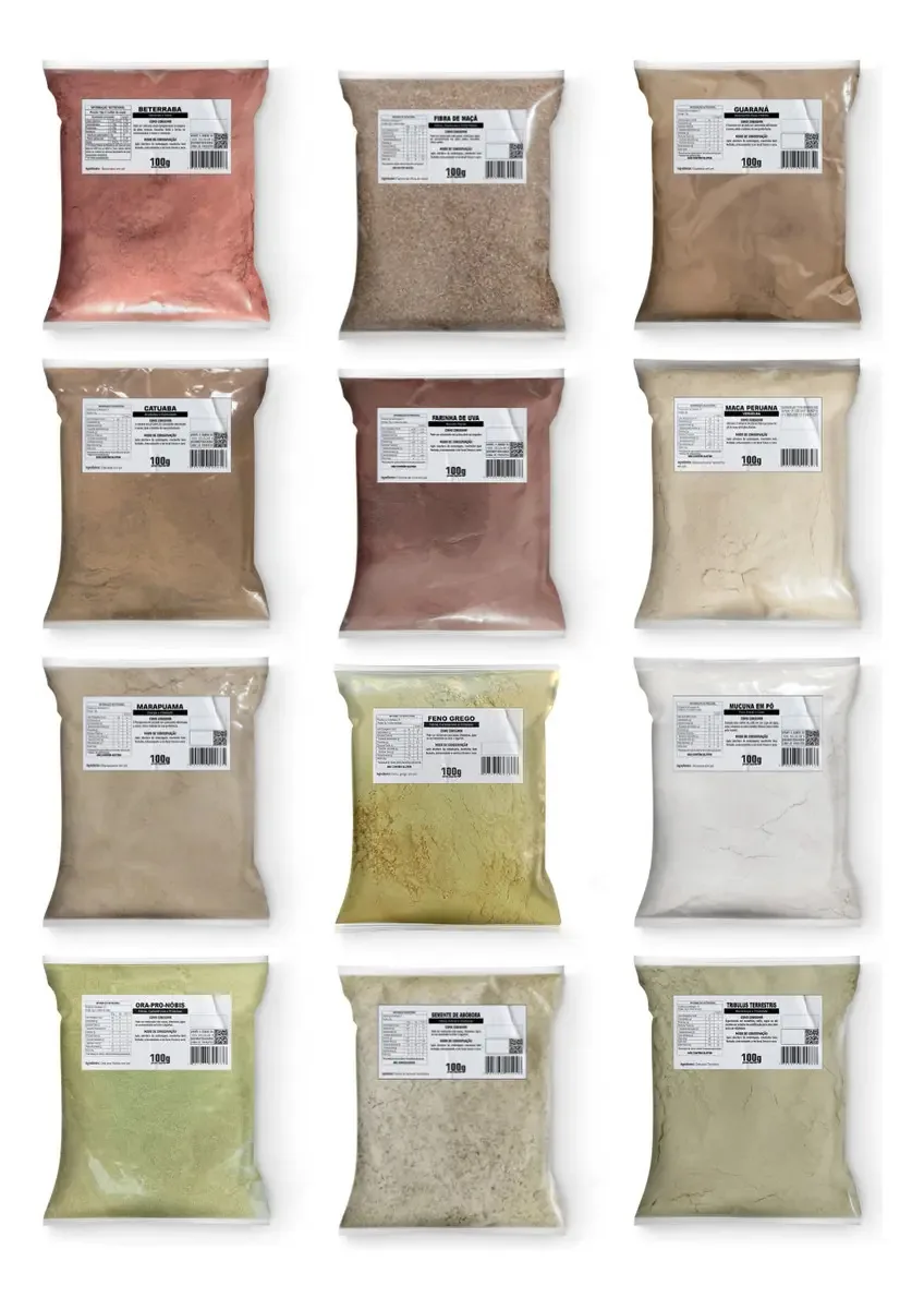 Kit Produtos Naturais Em Pó - 12 Produtos (100g Cada)