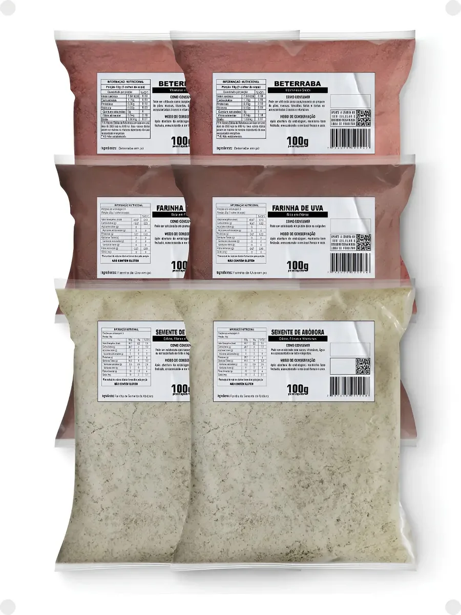 Kit Farinha De Beterraba Farinha De Uva E Semente De Abóbora