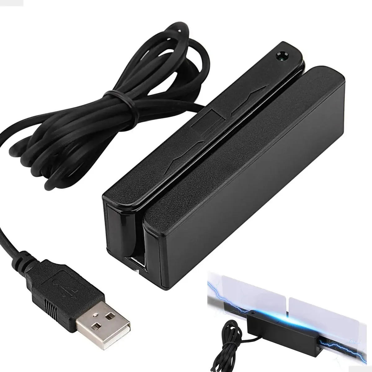 Leitor De Cartão Magnético Usb 3 Vias Bidirecional Barras Taja Magnética Iso7811 Aamva Ca Dmv Preto Grupo First Shop