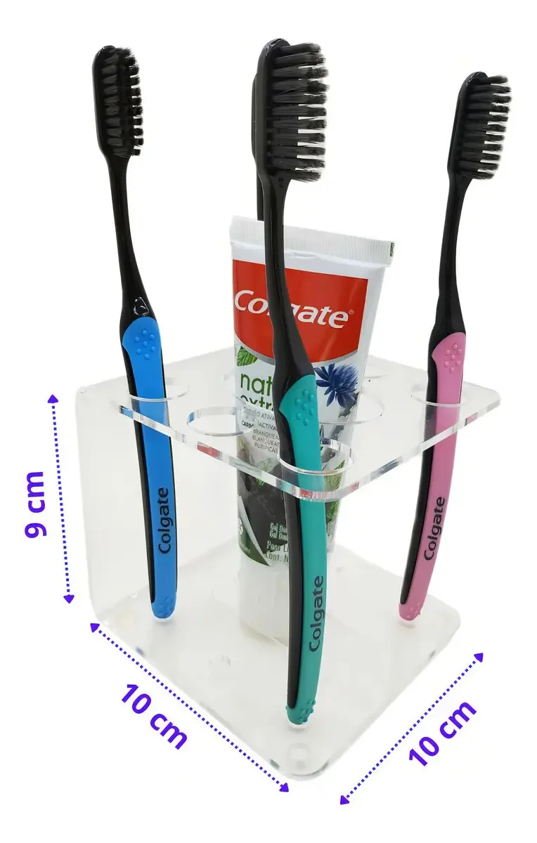 Suporte Para Escovas de Dentes Nikkey Signs em Acrílico Com Capacidade Para 6 Escovas