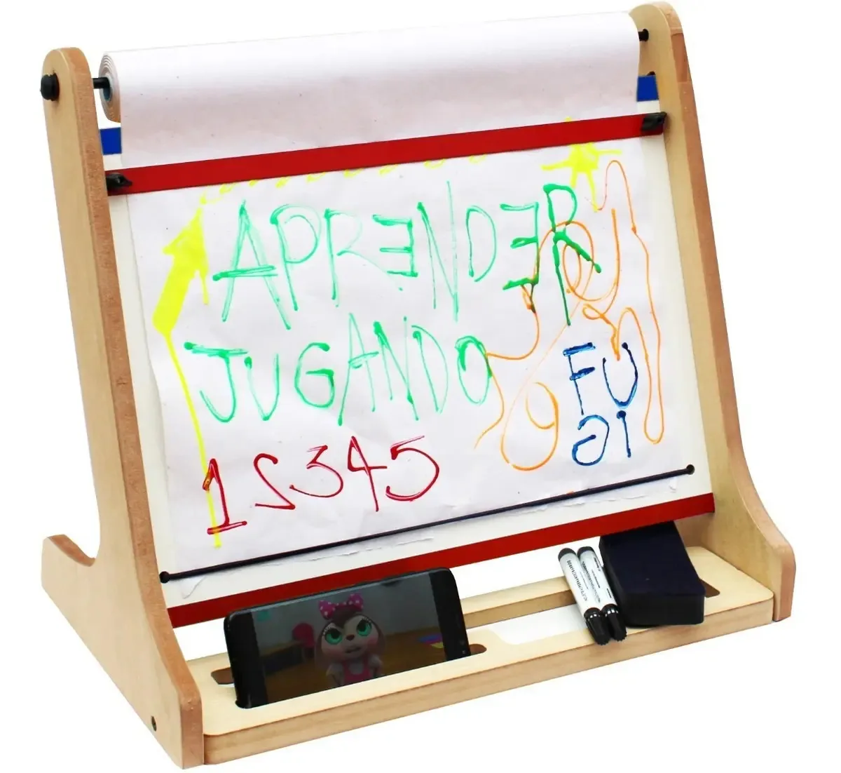 Quadro educativo infantil para crianças + borracha + marcador