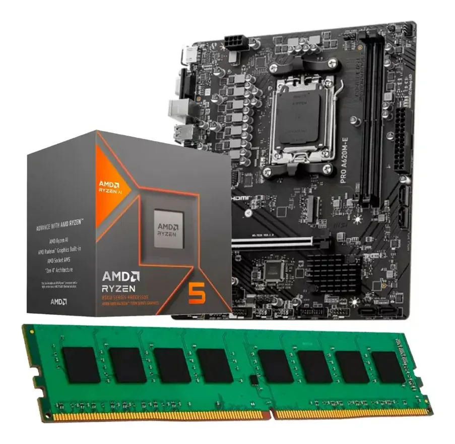 Atualização combinada nº 289 Pc Amd Ryzen 5 8600g + A620 + 32gb N289