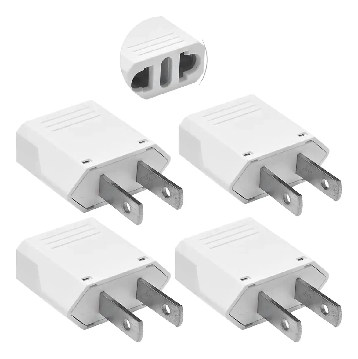 Kit 4 Adaptadores de Tomada BR para US 10A Pino Chato