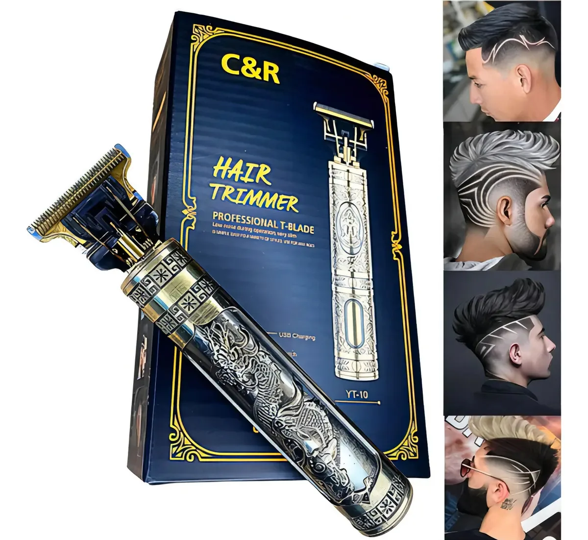 Maquininha Corta Cabelo Barba Sem Fio Hair Trimmer Dragão Dourada