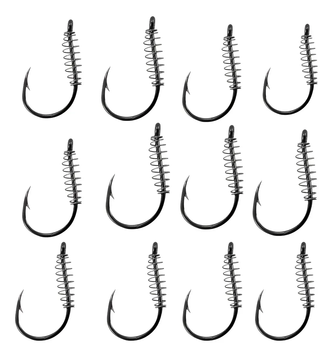 12 Anzol De Pesca Chinu Black Com Anzol Segurar Massa Pesca