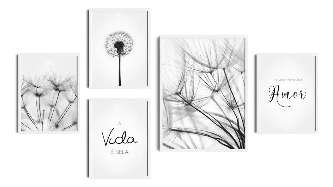 Conjunto Quadros Decorativos Eterno Sopro Dente-de-leão Pb
