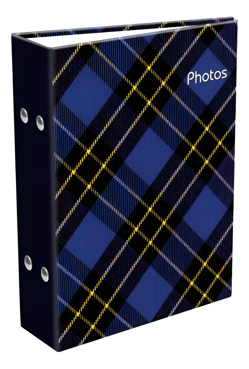 Álbum de Fotos 10x15 para 120 Fotos, Capa Dura Xadrez Azul