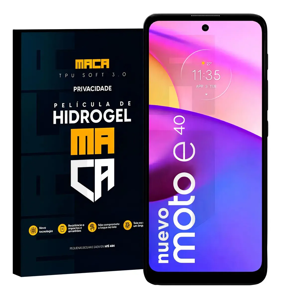 Película De Hidrogel Moto E40 Anti Espião
