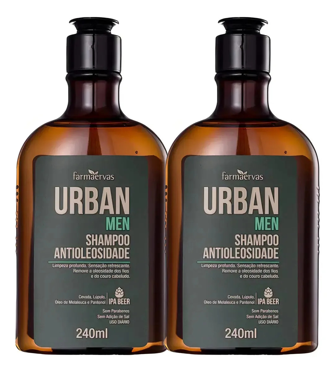 Kit 2 Shampoo Para Cabelo Oleoso Antioleosidade Urban Men
