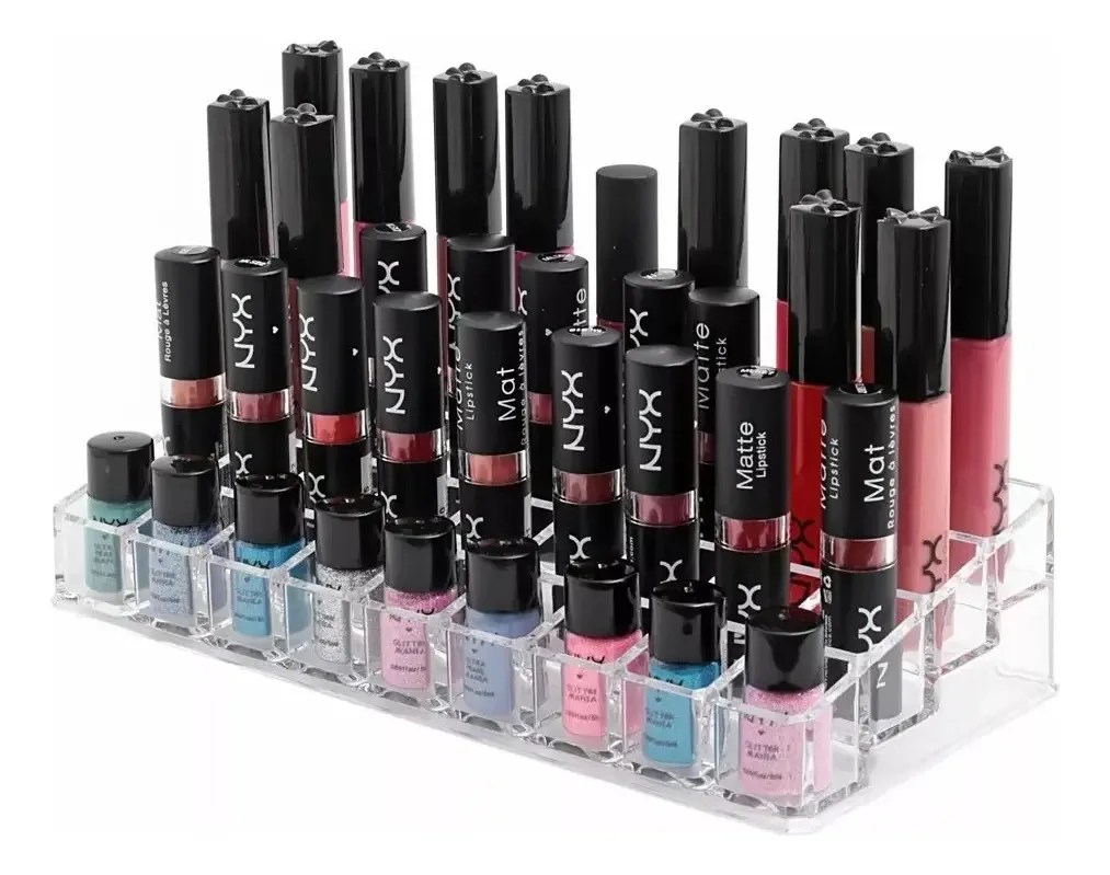 Porta Batom P/ 36 Batons Organizador Em Acrílico Maquiagem Cor Transparente
