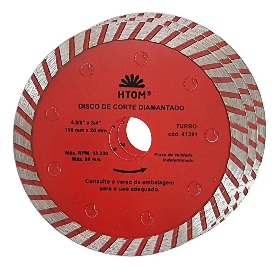 Kit 3 Discos De Corte Diamantado Turbo 110mm Serra Mármore