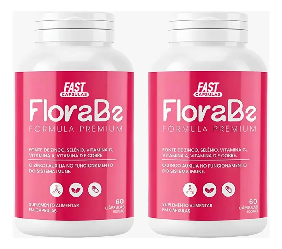 2 Florabe Suplemento Saúde Íntima Flora Feminina 60 Cápsulas Sem Sabor