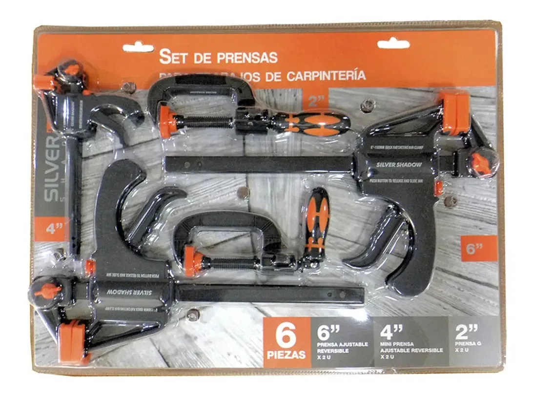 Conjunto de 6 prensas de carpintaria ajustáveis e portáteis