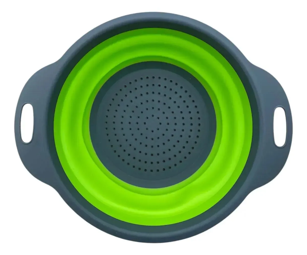 Escorredor De Alimentos Massas Legumes Retrátil Silicone Cor Verde