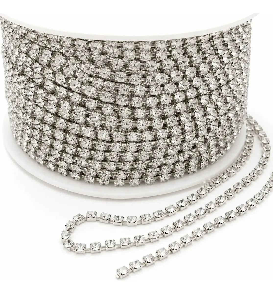 Corrente de Strass E-NVK Ss12 Prata Crystal 50m